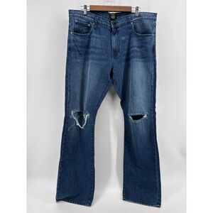 Kennedy Mens Flared Jeans Blue Distressed Cotton Denim 38x32 USA Made